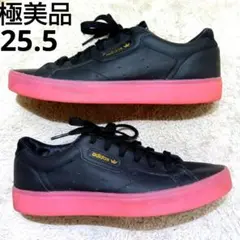 極美品　adidas SLEEK SUPER 25.5 ブラック　レザー