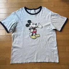UNIQLO ミッキーマウス リンガーTシャツ メンズXL グレー