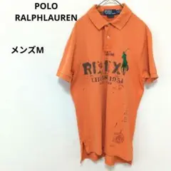 【美品♡】ポロラルフローレン　メンズM ポロシャツ オレンジ　ビッグポニー