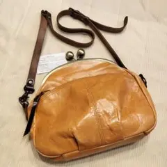 Lily がま口ショルダーバック USED ベージュ系MADE IN JAPAN