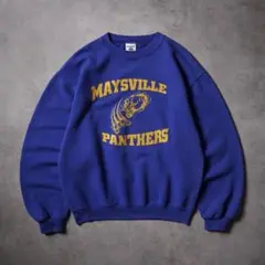 90s JERZEES 短丈 カレッジプリント スウェット ブルー
