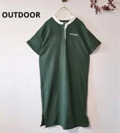 アウトドア【極美品】バンドカラーワンピース　スポーティー　グリーン　M