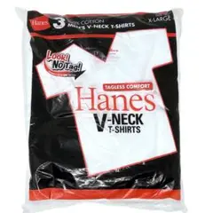 Hanes ヘインズ Vネック Tシャツ ホワイト 3枚組XLサイズ 赤ラベル②