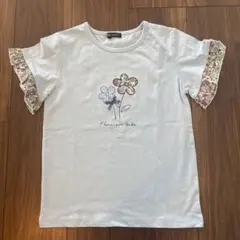 Bebe フラワープリント フリル袖 Tシャツ 140