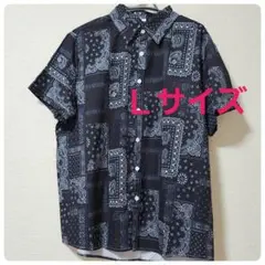 【新品・未使用】総柄シャツ　半袖　メンズ　Ｌサイズ　カジュアル　お洒落