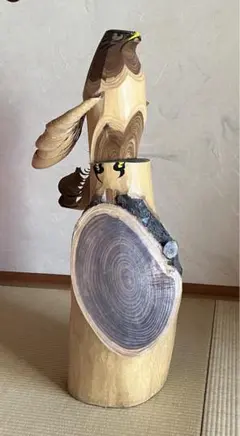 値下げ！六代目戸田寒風作　希少一刀彫お鷹ぽっぽ　高さ62cm