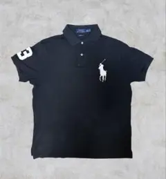 ポロラルフローレン　ビックポニー　ポロシャツ　刺繍　polo 黒　ブラック