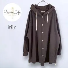 【irily】ロングパーカー フード付きジャケット スナップボタン アウター