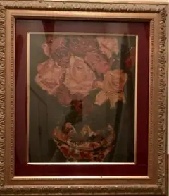 林武、「薔薇」、希少な画集の額装画 林武、『薔薇』、希少な画集より、新品高級額・額装付、状態良好