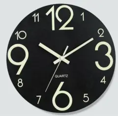 【新品】黒色　掛け時計 静音 夜光 シンプルモノトーン　壁掛け時計　クォーツ