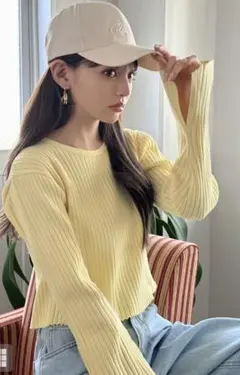 【GRL】バックスリットショート丈リブニットトップス タグ付き