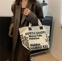 大容量　LOCO HAWAII　ロコハワイ　ハワイ　ロゴプリント　トートバッグ