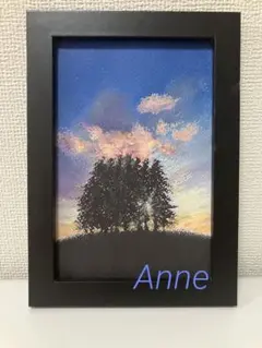 【オリジナル原画】　オイルパステル　夕焼け雲とおしゃべり　パステル　風景画　絵画