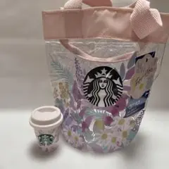 スターバックス　クリアミニバッグ　ミニカップ　セット　ピンク