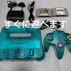 【動作確認済】ニンテンドー64　本体 クリアブルー　ソフト　セット　①