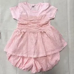 hugbebe チェックセットアップ ピンク バルーンショートパンツ キッズ