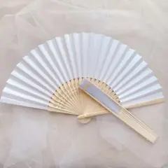 無地扇子 白 2本 紙製