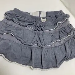 フリル付きグレーコットンスカート