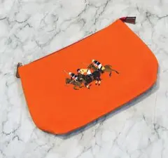 【美品】ラルフローレン BIGポニー キャンバス生地刺繍ポーチ