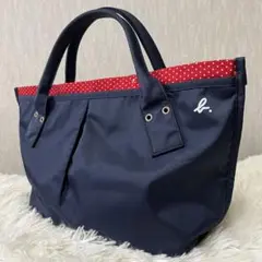 美品✨ agnès b. ネイビー トートバッグ 赤 ドット柄 可愛い ナイロン
