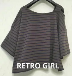 RETRO GIRL ボーダー柄 肩にデザインのある半袖のトップス