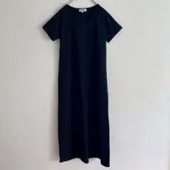 プチジョスタイル 半袖 ロングワンピース ロング Tシャツ ラグラン M 黒