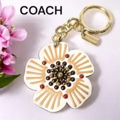 【極美品】COACH キーリング ティーローズ バッグチャーム レザー