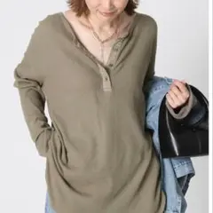 2022年✨Deuxieme Classe ワッフルTシャツ ヘンリーネック