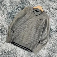M468【キャロウェイ】Vネックニットセーター/ストレッチ/まだら模様 (M)