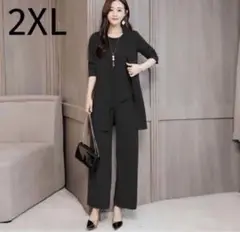 新品 2XL スーツ セットアップ ワンピース パンツ レディース 3点セット