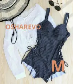 OSYAREVO セットアップ 水着 サイドレースアップ フリル ワンピース