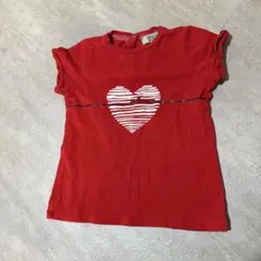 Armani Baby 赤 ハート柄 フリル袖 Tシャツ