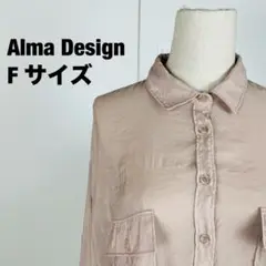 Alma Design アルマデザイン　シアーシャツ　M 長袖 くすみピンク