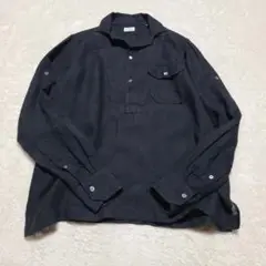 【近年モデル】　バグッタ　カプリシャツ　リネン　プルオーバー　ハーフボタン　黒