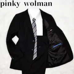 【新品未使用】pinky wolman セットアップ 洗える 背抜き ブラック