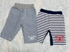 ベビー95 ストライプ　ボーダーマリン　ハーフパンツ2枚　男の子　半ズボン