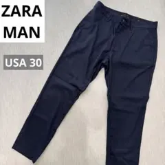 ZARAMAN ネイビー ズボン スラックス 細身 シンプル 薄手　オシャレ