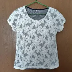 ホワイト レース Tシャツ Mサイズ