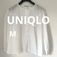 【新品.未着用】ユニクロ コットンシアーブラウス 七分袖 Mサイズ