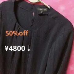 13号 ♥インディヴィ　長袖　カットソー　ブラウス　黒　￥4800↓