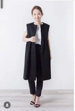 ハイウエストギャザージレ ブラック