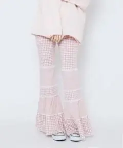 Candy stripper GINGHAM CHECK FLARE PANTS