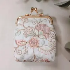 50 インド刺繍 がま口ポーチ