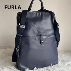 ✨FURLA✨ 2way リュック ハンドバッグ ネイビー レザー