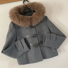 Rirandtureフォックスファー付きグレーダッフルコート