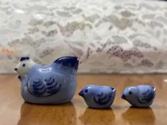 置物　陶器　ニワトリ親子