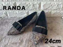 ✨極美品❤️✨RANDA ランダ　リボンオペラシューズ　24cm MULTI 黒