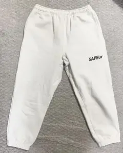 【希少品】SAPEur ロゴ入りホワイトスウェットパンツ