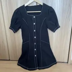 黒 半袖ミニワンピース Sサイズ