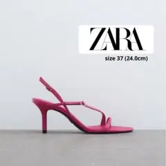 ZARA(ザラ)レザーヒールサンダル 24.0cm(37)